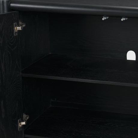 Rowan Black Oak Wood Closed 4 Door Sideboard from Mercana - Luna Furniture