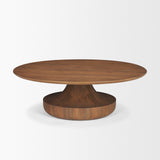 Arno Warm Mid-Brown Wood Sculptural Round Coffee Table from Mercana - Luna Furniture