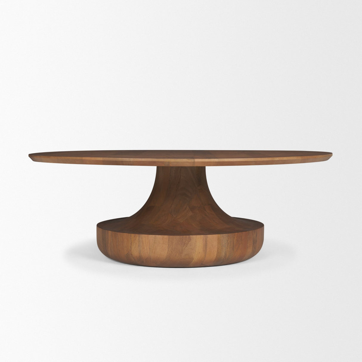 Arno Warm Mid-Brown Wood Sculptural Round Coffee Table from Mercana - Luna Furniture