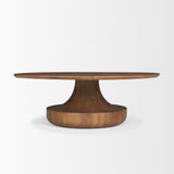 Arno Warm Mid-Brown Wood Sculptural Round Coffee Table from Mercana - Luna Furniture