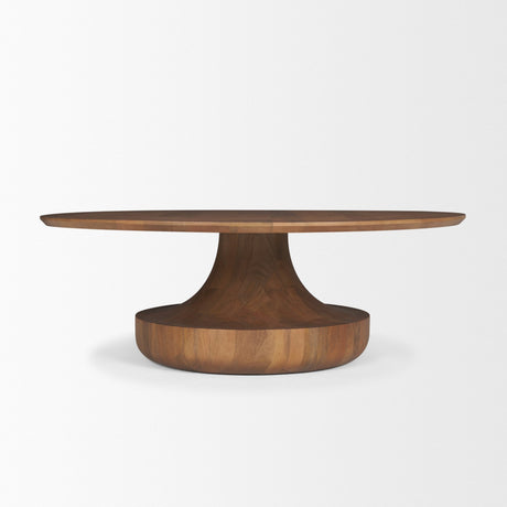 Arno Warm Mid-Brown Wood Sculptural Round Coffee Table from Mercana - Luna Furniture