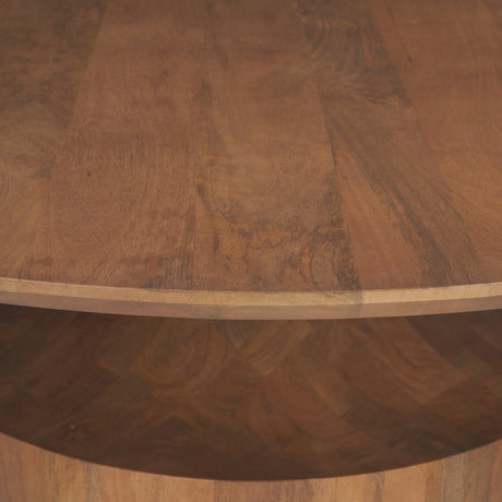 Arno Warm Mid-Brown Wood Sculptural Round Coffee Table from Mercana - Luna Furniture