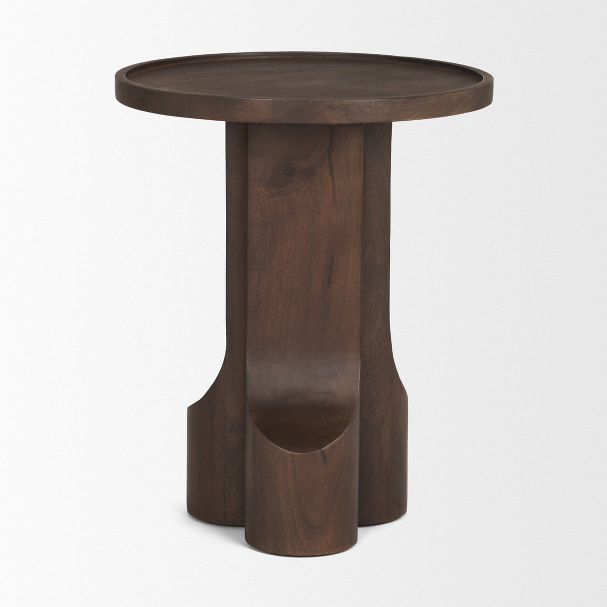 Cayson Dark Brown Sculptural Round Accent Table from Mercana - Luna Furniture