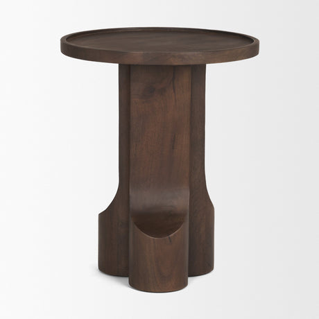 Cayson Dark Brown Sculptural Round Accent Table from Mercana - Luna Furniture