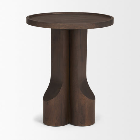 Cayson Dark Brown Sculptural Round Accent Table from Mercana - Luna Furniture