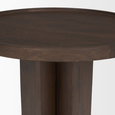 Cayson Dark Brown Sculptural Round Accent Table from Mercana - Luna Furniture