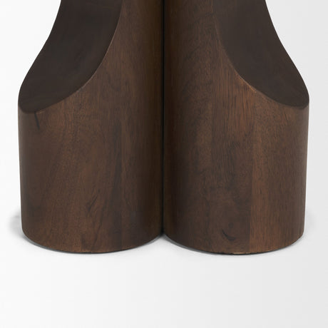 Cayson Dark Brown Sculptural Round Accent Table from Mercana - Luna Furniture