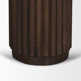 Marbrello Pink Marble Top Espresso Brown Fluted Wood Round Side Table from Mercana - Luna Furniture