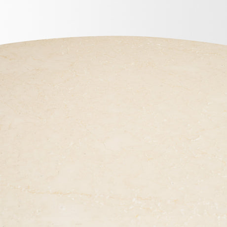 Marbrello 60" Botticino Marble Top Light Brown Fluted Wood Round Dining Table from Mercana - Luna Furniture