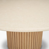 Marbrello 60" Botticino Marble Top Light Brown Fluted Wood Round Dining Table from Mercana - Luna Furniture