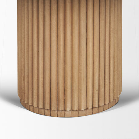 Marbrello 60" Botticino Marble Top Light Brown Fluted Wood Round Dining Table from Mercana - Luna Furniture