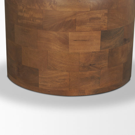 Atlas 60" Warm Mid-Brown Wood Stacked Pedestal Base Round Dining Table from Mercana - Luna Furniture