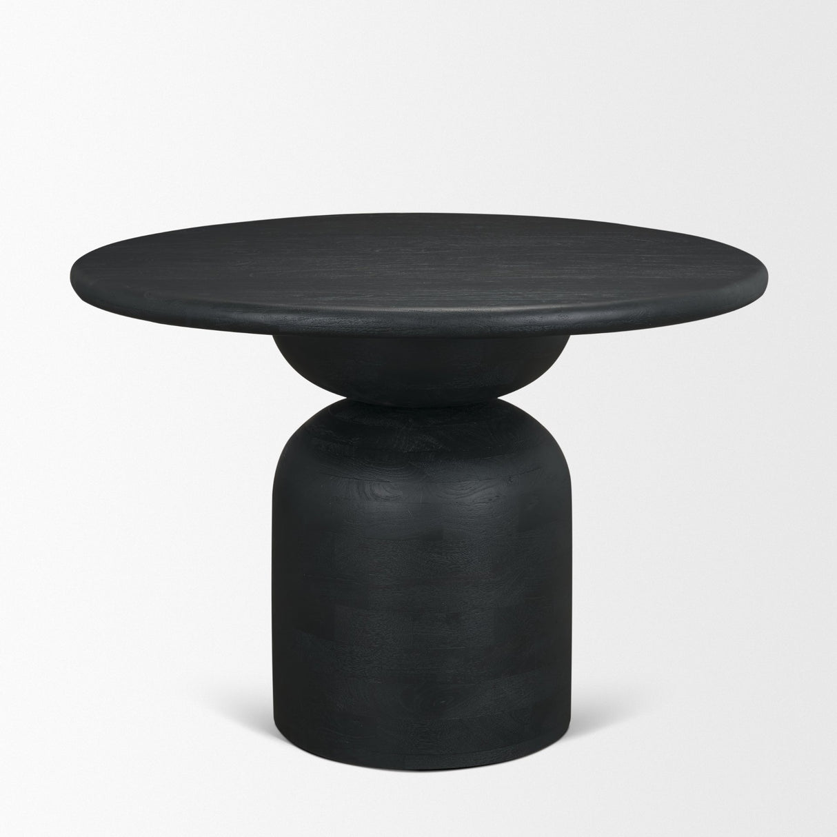 Atlas 42" Black Wood Stacked Pedestal Base Round Dining Table from Mercana - Luna Furniture