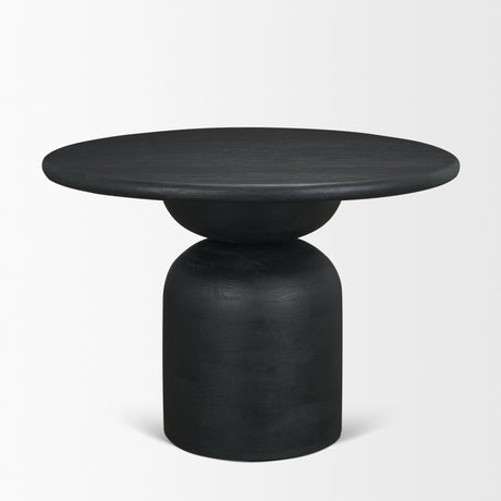 Atlas 42" Black Wood Stacked Pedestal Base Round Dining Table from Mercana - Luna Furniture
