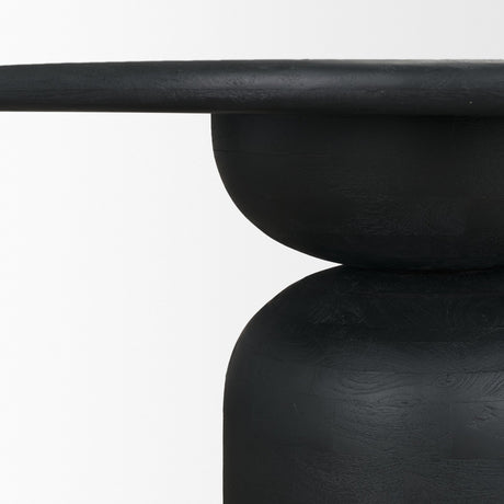 Atlas 42" Black Wood Stacked Pedestal Base Round Dining Table from Mercana - Luna Furniture