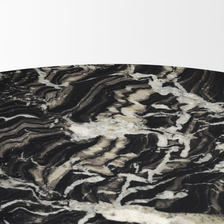 Marilyn 48" Black Forest Marble Black Wood Pedestal Round Dining Table from Mercana - Luna Furniture