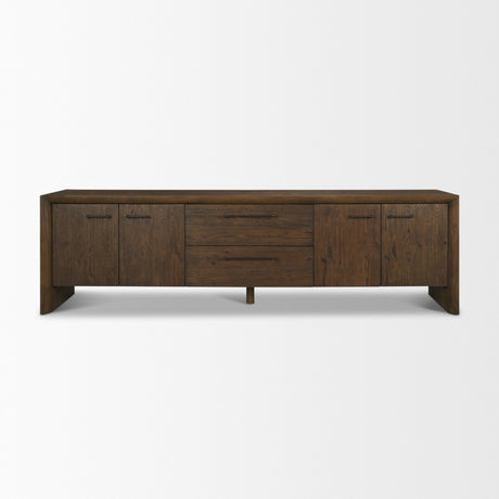 Belford 94" Dark Brown Oak Wood Media Console from Mercana - Luna Furniture
