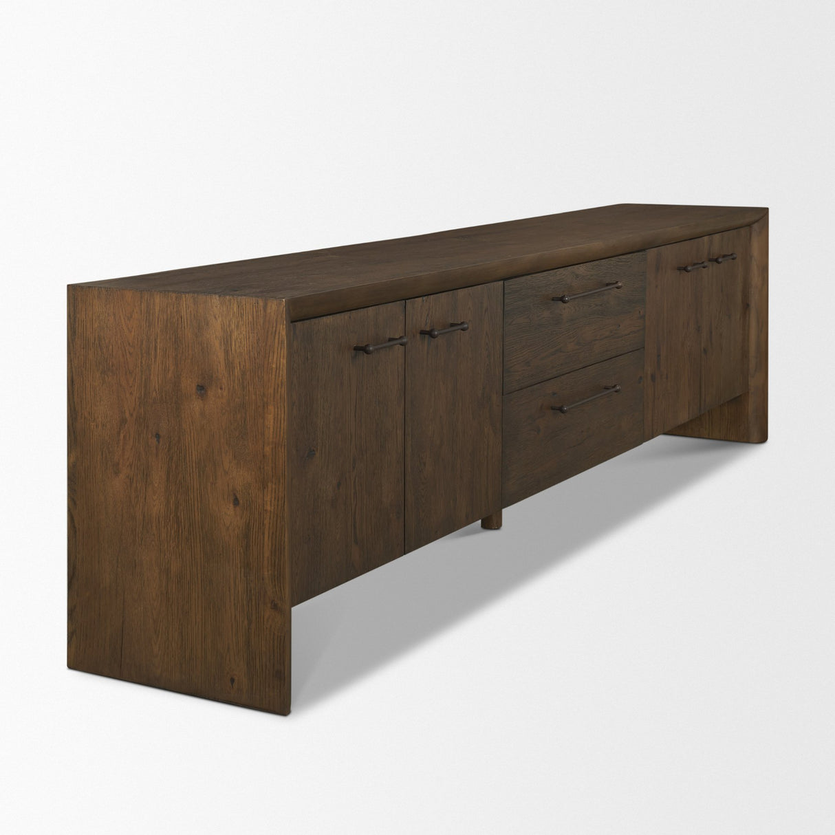 Belford 94" Dark Brown Oak Wood Media Console from Mercana - Luna Furniture