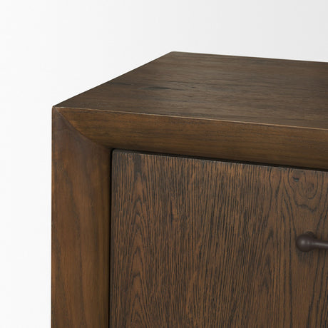 Belford 94" Dark Brown Oak Wood Media Console from Mercana - Luna Furniture