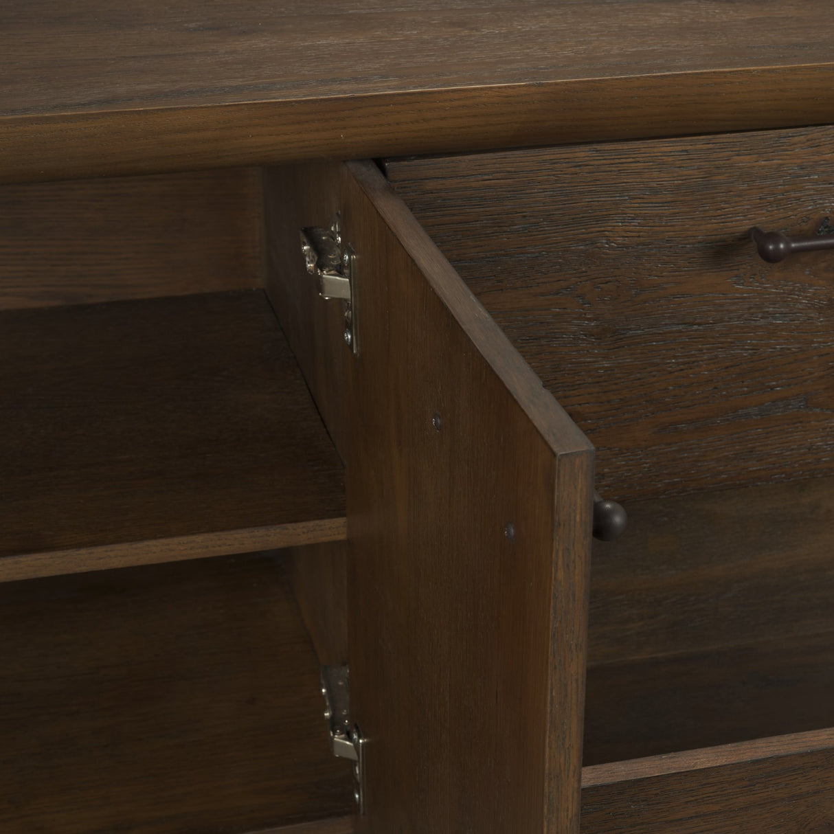 Belford 94" Dark Brown Oak Wood Media Console from Mercana - Luna Furniture