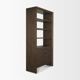 Belford 2-Door Open Dark Brown Oak Wood Shelving Unit from Mercana - Luna Furniture