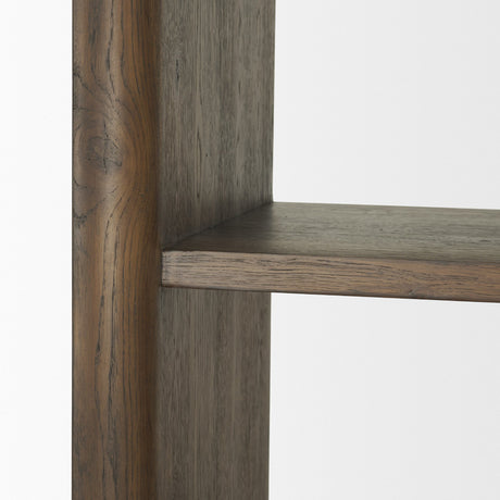 Belford 2-Door Open Dark Brown Oak Wood Shelving Unit from Mercana - Luna Furniture