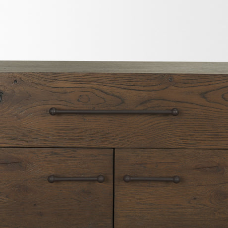 Belford 2-Door Open Dark Brown Oak Wood Shelving Unit from Mercana - Luna Furniture