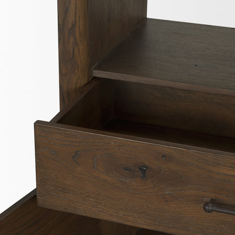 Belford 2-Door Open Dark Brown Oak Wood Shelving Unit from Mercana - Luna Furniture