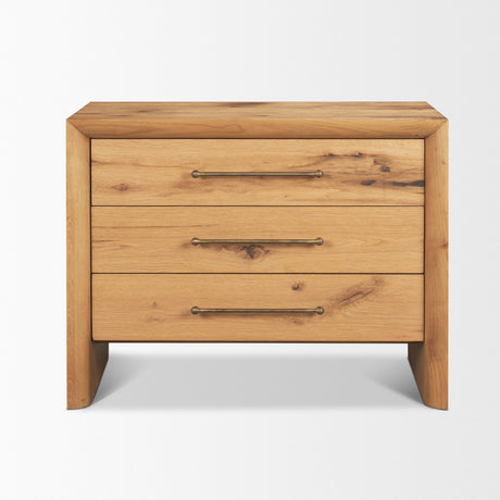 Belford 3-Drawer Light Brown Oak Wood Closed Nightstand from Mercana - Luna Furniture