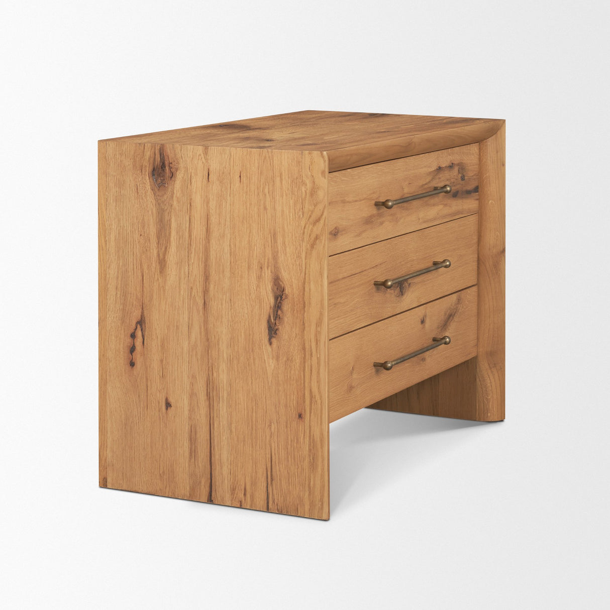 Belford 3-Drawer Light Brown Oak Wood Closed Nightstand from Mercana - Luna Furniture