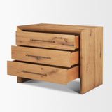 Belford 3-Drawer Light Brown Oak Wood Closed Nightstand from Mercana - Luna Furniture