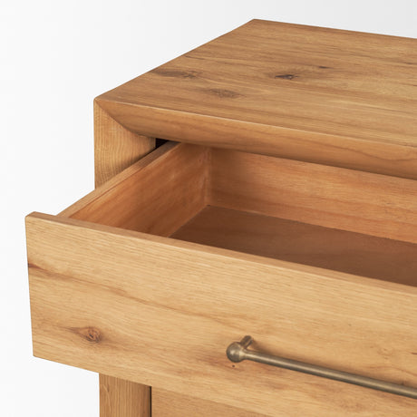 Belford 3-Drawer Light Brown Oak Wood Closed Nightstand from Mercana - Luna Furniture