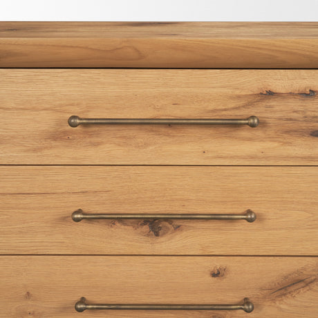 Belford 3-Drawer Light Brown Oak Wood Closed Nightstand from Mercana - Luna Furniture
