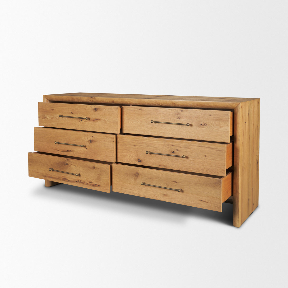 Belford 6-Drawer Light Brown Oak Wood Dresser from Mercana - Luna Furniture