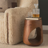 Cove Mid-Brown Sculptural Open Side Table from Mercana - Luna Furniture