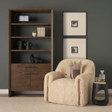Belford 2-Door Open Dark Brown Oak Wood Shelving Unit from Mercana - Luna Furniture