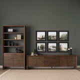 Belford 2-Door Open Dark Brown Oak Wood Shelving Unit from Mercana - Luna Furniture