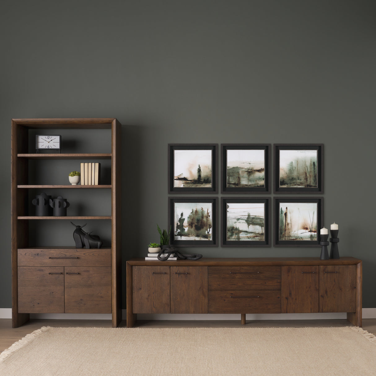 Belford 94" Dark Brown Oak Wood Media Console from Mercana - Luna Furniture