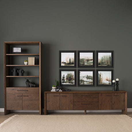 Belford 94" Dark Brown Oak Wood Media Console from Mercana - Luna Furniture