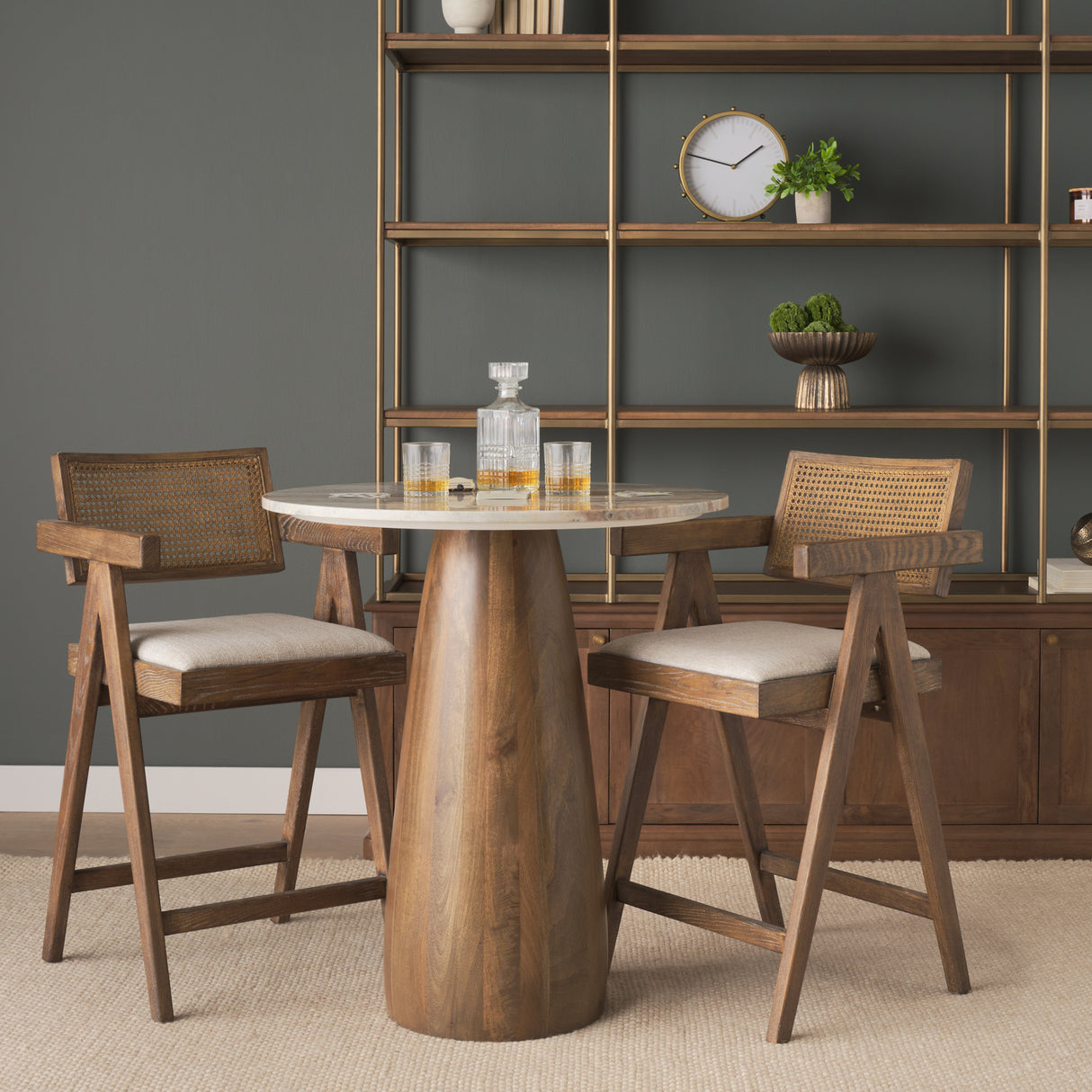 Allyson 32" Round Medium Brown Wood w/ Pink Marble Top Bistro Table from Mercana - Luna Furniture