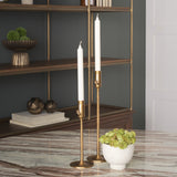 Chantria Large Solid Natural Brass Adjustable Taper Candle Holder from Mercana - Luna Furniture