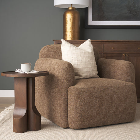 Saga Textured Brown Plush Fabric Upholstered Chair from Mercana - Luna Furniture