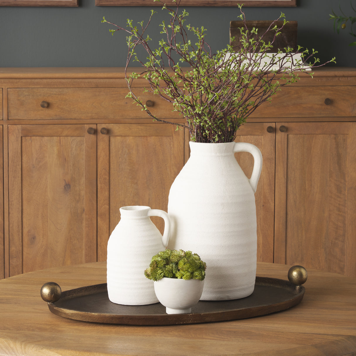 Jianna Large Oval Textured Antiqued Gold Metal Tray with Handles from Mercana - Luna Furniture
