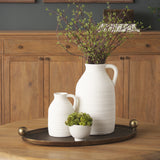 Jianna Large Oval Textured Antiqued Gold Metal Tray with Handles from Mercana - Luna Furniture
