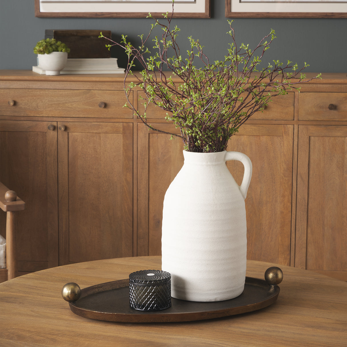 Jianna Small Oval Textured Antiqued Gold Metal Tray with Handles from Mercana - Luna Furniture