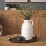 Jianna Small Oval Textured Antiqued Gold Metal Tray with Handles from Mercana - Luna Furniture