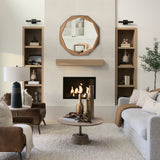 Aramis II 41L x 41H Octagon Brown Wood Frame Wall Mirror from Mercana - Luna Furniture