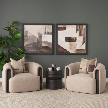 Kornelia Textured Mushroom Fabric Barrel Accent Chair from Mercana - Luna Furniture