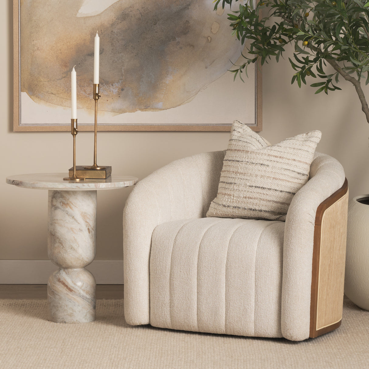 Chantria Large Solid Natural Brass Adjustable Taper Candle Holder from Mercana - Luna Furniture