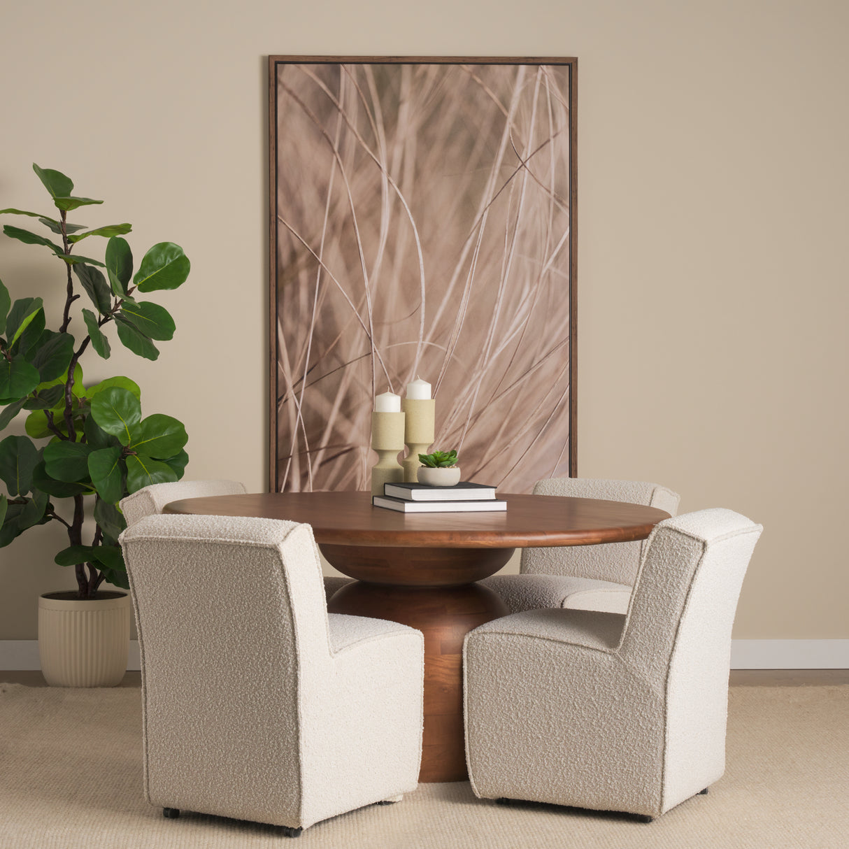 Akira Small Textured Beige Metal Pillar Candle Holder from Mercana - Luna Furniture